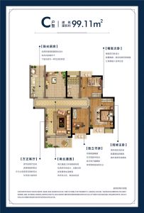 C户型 3房2厅1卫 建筑面积99.11