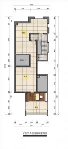 联排 、双拼 C型01户型屋面平面图 建筑面积126.78㎡、129.20㎡