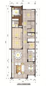 联排 C型02户型首层平面图 建筑面积97.78㎡