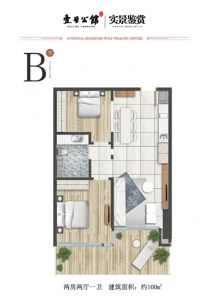 B户型 2房2厅1卫 建筑面积100平米