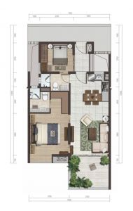 洋房 D户型 2房2厅2卫 建筑面积73平米 一层