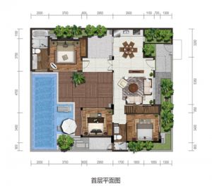 克拉墅 B户型 4房2厅3卫 建筑面积90.7平米 首层