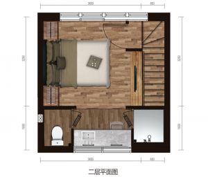 克拉墅 A户型 3房2厅3卫 建筑面积69.6平米 二层