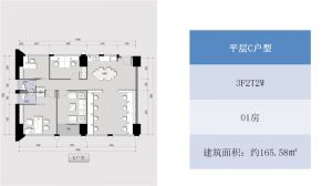 01号房 平层C户型 建筑面积约165.58平米