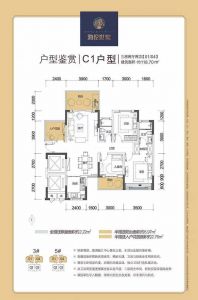 C1户型 3房2厅2卫 建筑面积118.7平米