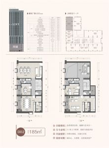 B02户型 建筑面积约：185m²