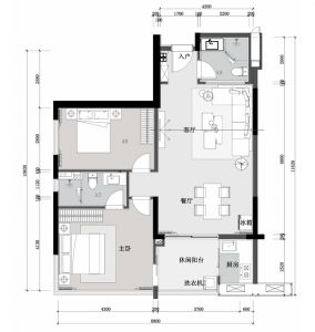 2室2厅2卫 建筑面积107.64㎡