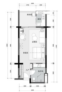 1房 建筑面积 57㎡-59㎡